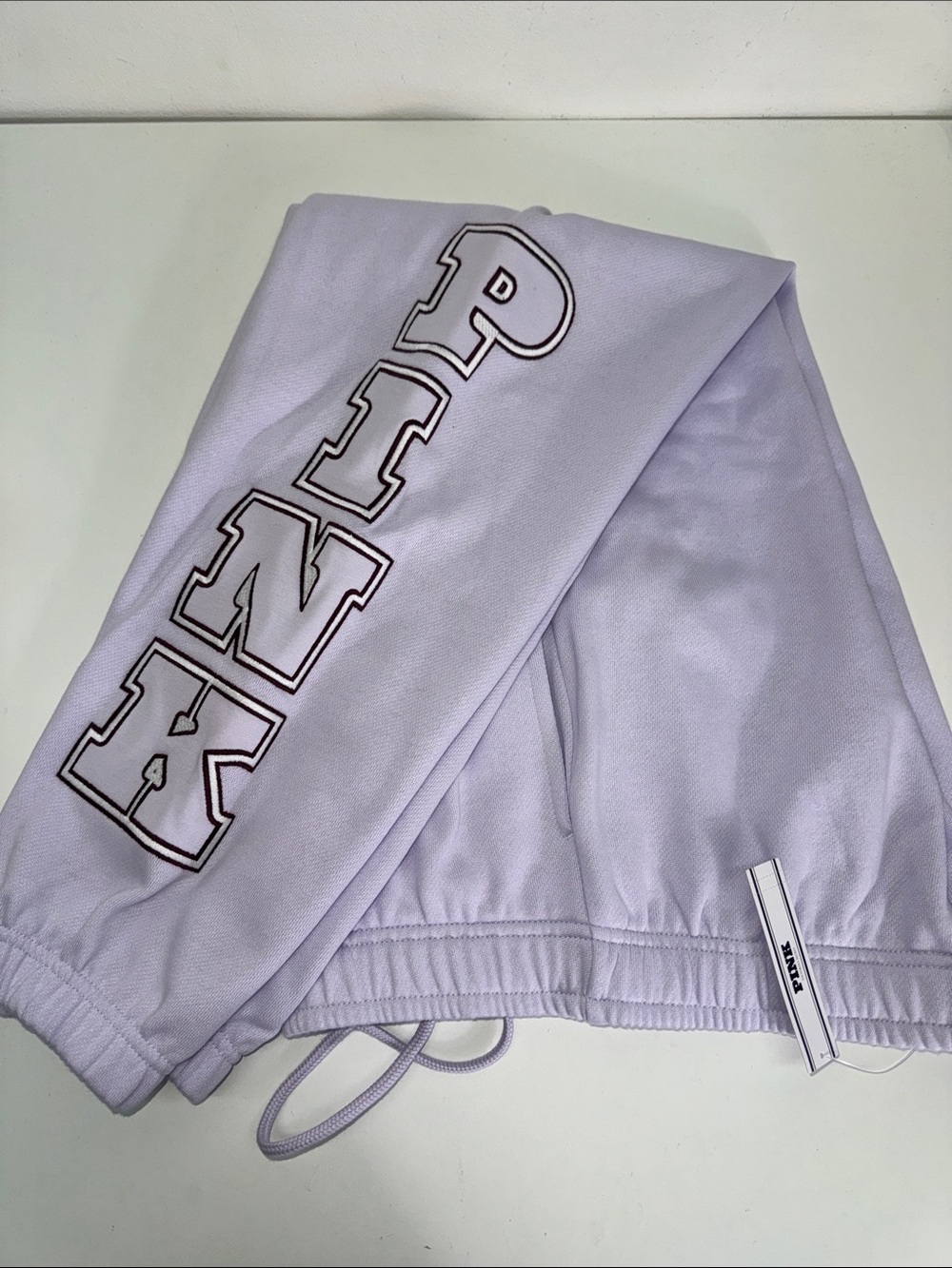 PINK Victoria's Secret Lilac Logo Joggers foldover SWEPANTS Sz small NWT